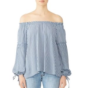 Flynn Skye blue plaid bobby blouse, size L